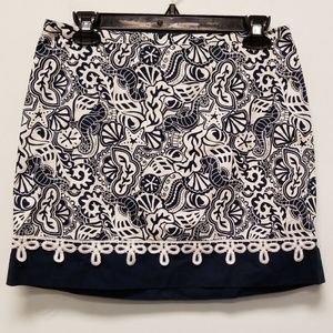 Vineyard Vines Navy/White Sea Print Skirt Size 6